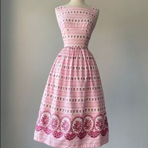 1950s vintage pink rose dress